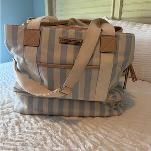 Poppy & Peonies Amalfi Stripe Voyager Tote